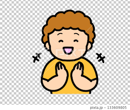 拍手する　茶髪の男の子 133609805