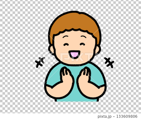 Brown-haired boy clapping Brown-haired boy clapping 133609806