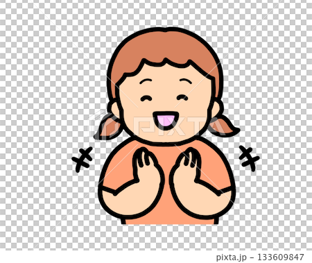 Brown-haired girl clapping 133609847