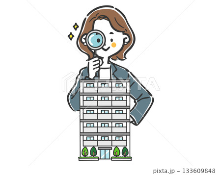 マンションを査定する女性スタッフ　ベクター 133609848