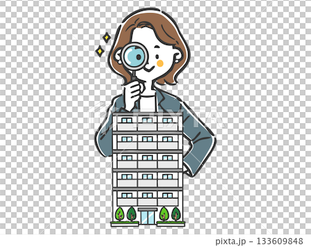 マンションを査定する女性スタッフ　ベクター 133609848