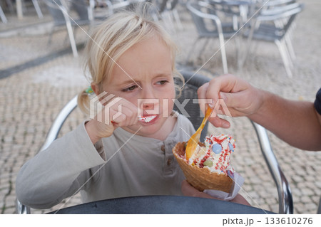 Little 4 Year Old Girl Eating Ice Cream 133610276