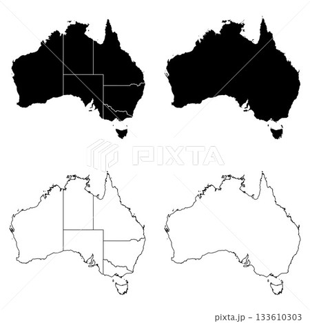 Australia Outline and Solid Fill Map Set. 133610303