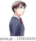 右向き斜め後ろ姿の男子学生・就活生・男性社会人のイラスト【紺色ジャケット・背景なし】 右向き斜め後ろ姿の男子学生・就活生・男性社会人のイラスト【紺色ジャケット・背景なし】 133610429