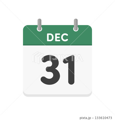 12月31日・DEC 31の日めくりカレンダーのアイコン - 12/31の日付入りの緑色の英語の暦 12月31日・DEC 31の日めくりカレンダーのアイコン - 12/31の日付入りの緑色の英語の暦 133610473