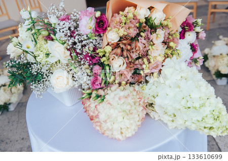 Wedding Flower Arrangements on Ceremony Table in Latvia Wedding Flower Arrangements on Ceremony Table in Latvia 133610699