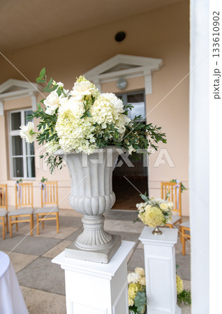 Wedding Floral Urns on Ceremony Columns in Latvia Wedding Floral Urns on Ceremony Columns in Latvia 133610902