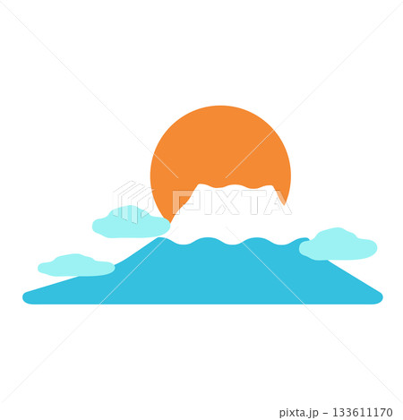富士山と初日の出　イラスト 133611170