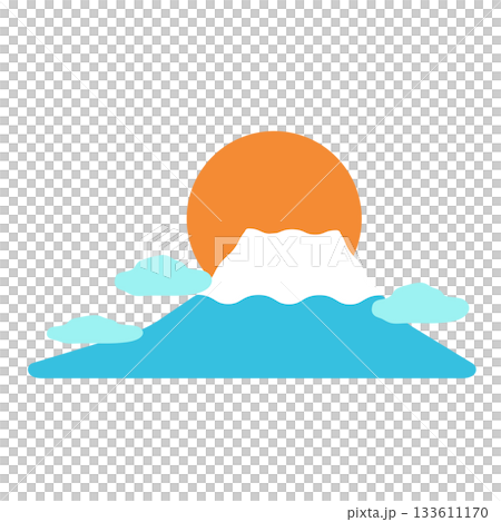 Mt. Fuji and the first sunrise illustration 133611170