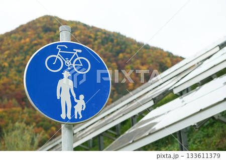 Blue Pedestrian and Bicycle Shared Path Sign Blue Pedestrian and Bicycle Shared Path Sign 133611379