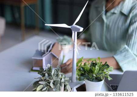 Female engineer working in office design eco friendly and sustainable living home. 133611525