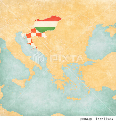 Map of Balkans - Croatia and Hungary Map of Balkans - Croatia and Hungary 133611583