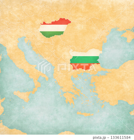 Map of Balkans - Bulgaria and Hungary 133611584