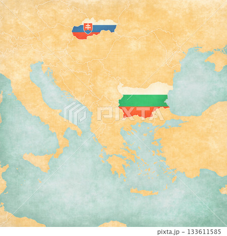 Map of Balkans - Bulgaria and Slovakia 133611585
