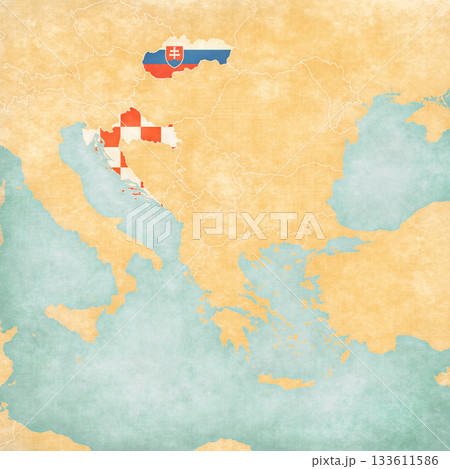 Map of Balkans - Croatia and Slovakia Map of Balkans - Croatia and Slovakia 133611586