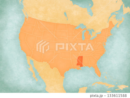 Map of United States of America - Mississippi 133611588