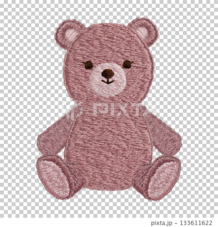 【テディベア】手刺繍イラスト素材 133611622