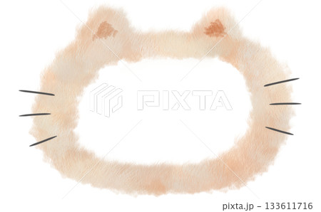 猫のふわふわ手描きフレーム素材 133611716