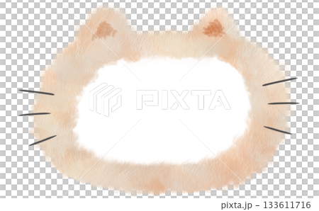 猫のふわふわ手描きフレーム素材 133611716