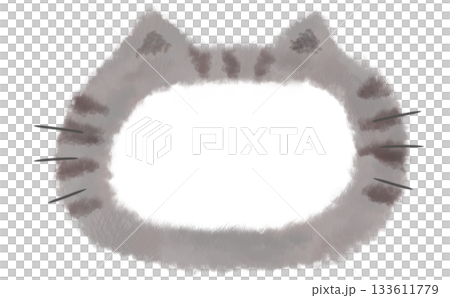 手繪的虎斑貓蓬鬆邊框素材 133611779