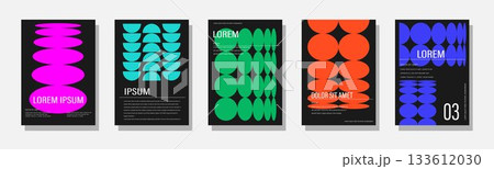Minimalist geometric abstract poster collection. Retro Geometric cover template with vintage colorful shape. The versatile backgrounds for posters,labels, and template with text. Vector Minimalist geometric abstract poster collection. Retro Geometric cover template with vintage colorful shape. The versatile backgrounds for posters,labels, and template with text. Vector 133612030