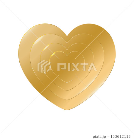Golden heart illustration with layered design representing love and affection concept 133612113