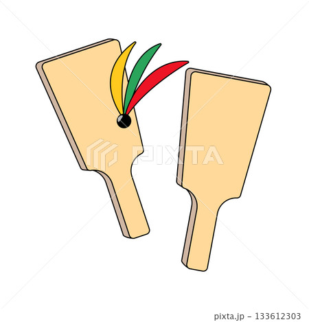 新年の羽子板とはねを描いたイラスト 133612303