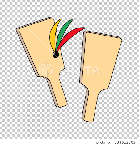 新年の羽子板とはねを描いたイラスト 133612303