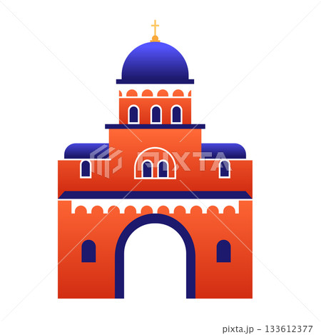 Krushedol monstery - colorful flat design style illustration Krushedol monstery - colorful flat design style illustration 133612377