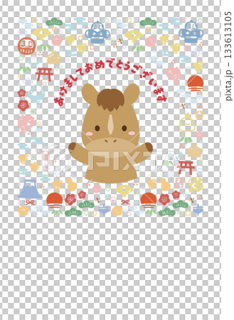 馬年日式新年相框2026年新年賀卡模板02 馬年日式新年相框2026年新年賀卡模板02 133613105