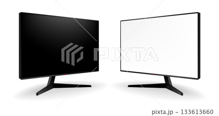 Two sleek computer monitors 133613660
