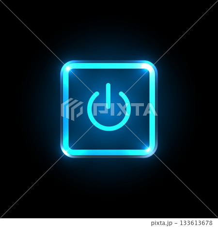 Blue neon power button Blue neon power button 133613678