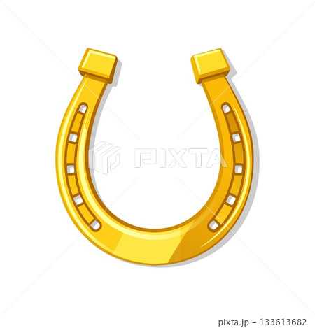 Shiny golden horseshoe for good luck Shiny golden horseshoe for good luck 133613682