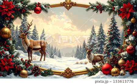 クリスマスのフレーム,クリスマスのセールバナー, AI生成画像 133613776