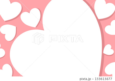 White Heart Frame on Cute Pink Background. Blank Template with Copy Space for Valentine card  133613877