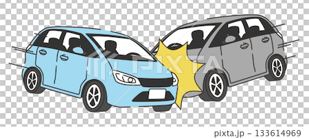 Image of the moment when cars collide in a traffic accident (diagonal composition) Image of the moment when cars collide in a traffic accident (diagonal composition) 133614969