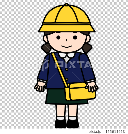 帽子とカバンを身につけた女の子 133615468