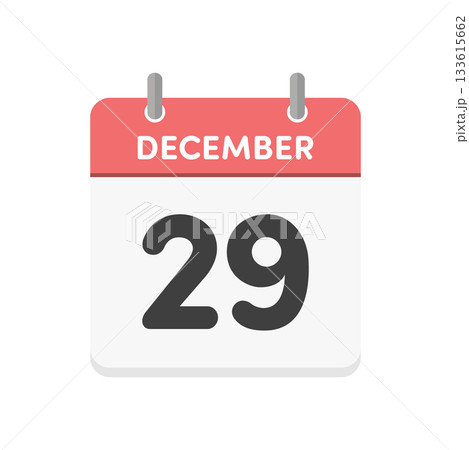 12月29日･December 29の日めくりカレンダーのアイコン - 12/29の日付入り英語の暦 133615662