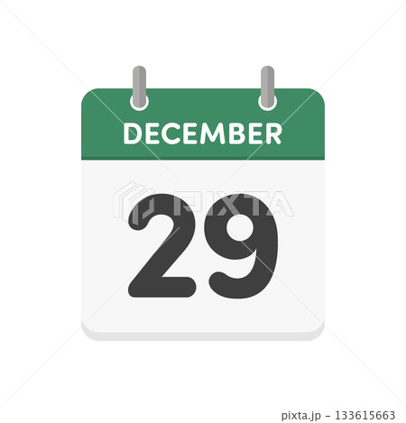 12月29日・December 29の日めくりカレンダーのアイコン - 12/29の日付入り英語の暦 12月29日・December 29の日めくりカレンダーのアイコン - 12/29の日付入り英語の暦 133615663