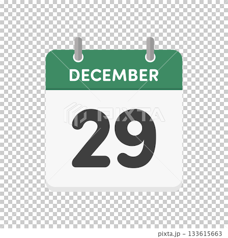 December 29 - December 29 daily calendar icon - English calendar with date 12/29 133615663