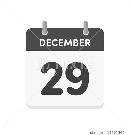 12月29日・December 29の日めくりカレンダーのアイコン - 12/29の日付入り英語の暦 12月29日・December 29の日めくりカレンダーのアイコン - 12/29の日付入り英語の暦 133615664