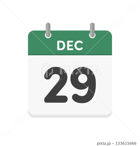 12月29日・DEC 29の日めくりカレンダーのアイコン - 12/29の日付入りの緑色の英語の暦 12月29日・DEC 29の日めくりカレンダーのアイコン - 12/29の日付入りの緑色の英語の暦 133615666