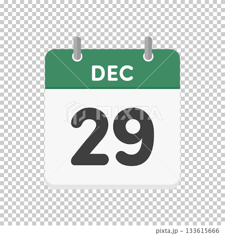 12月29日・DEC 29の日めくりカレンダーのアイコン - 12/29の日付入りの緑色の英語の暦 12月29日・DEC 29の日めくりカレンダーのアイコン - 12/29の日付入りの緑色の英語の暦 133615666
