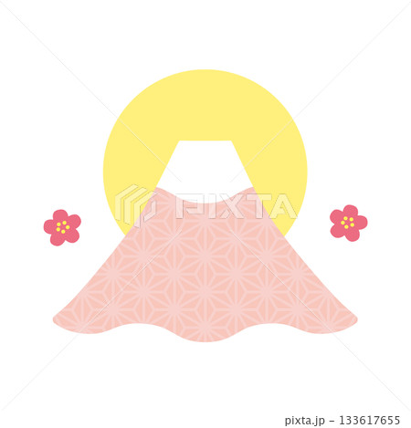 カット素材-かわいい富士山2 133617655