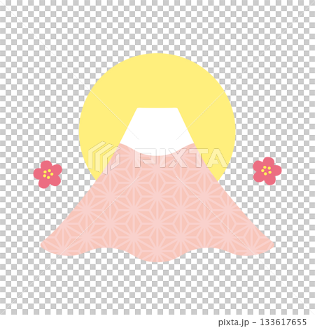 カット素材-かわいい富士山2 133617655