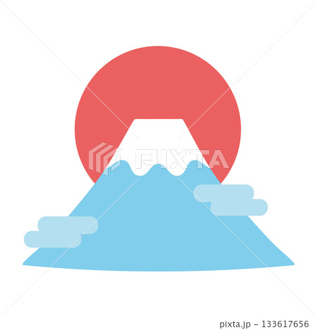 カット素材-かわいい富士山3 133617656
