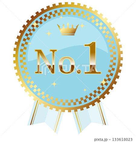 高級感のあるメルヘンなNo.1エンブレム ブルー&ゴールド 高級感のあるメルヘンなNo.1エンブレム ブルー&ゴールド 133618023