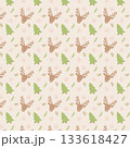 Christmas pattern with reindeer and fir trees, festive winter background, Scandinavian holiday design. Vector illustration 133618427