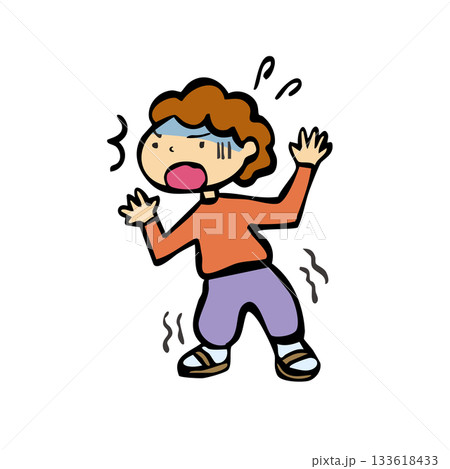 怖がる人_住宅街　クマ被害　危険　くま　熊 133618433