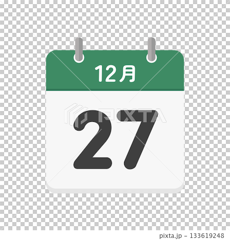 December 27th daily calendar icon - Simple Japanese calendar illustration with the date 12/27 133619248